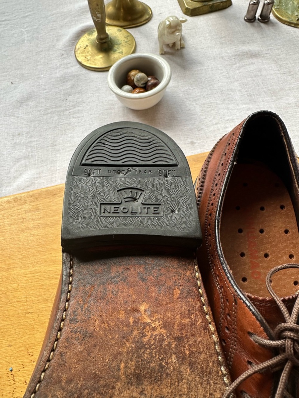Vintage Classic Leather Longwing Wingtip Oxford Shoes 8D by Florsheim - Picture 3 of 7